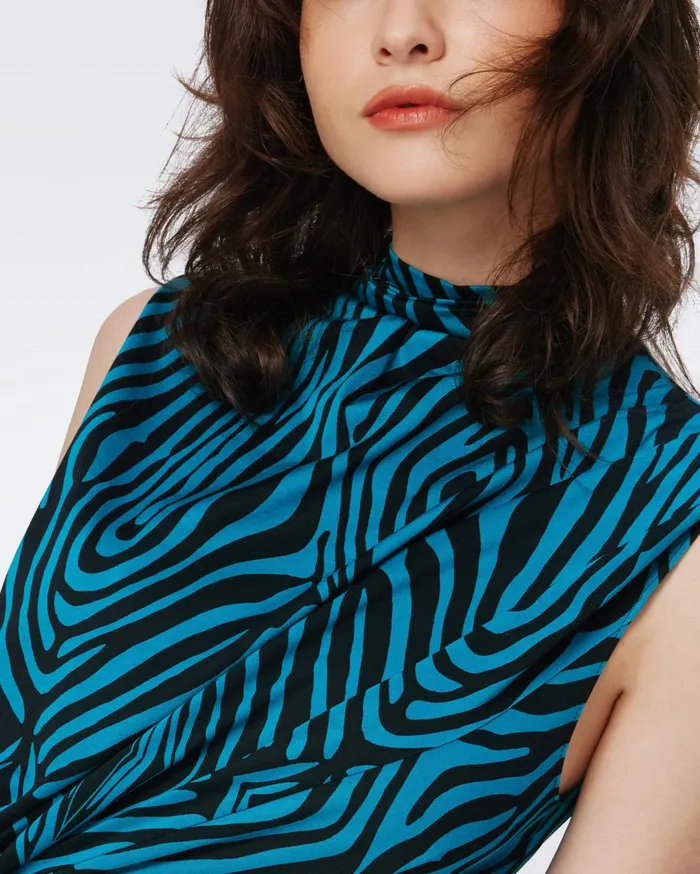 Women DVF Dresses Geri Dress Huge Zebra Blue