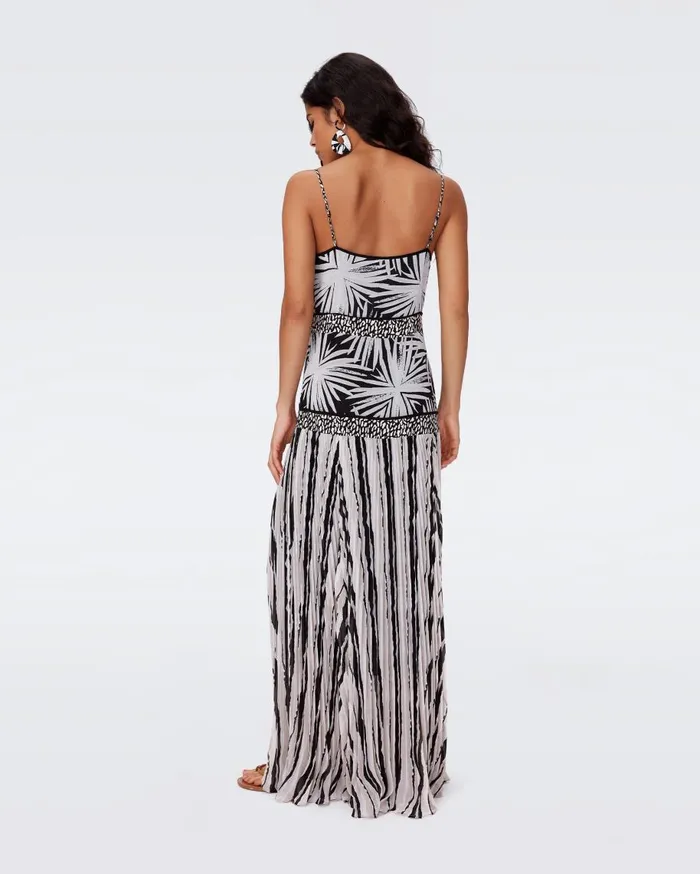 Women DVF Dresses Lissie Dress Huge Sea Holly Black And Torn Flag Black
