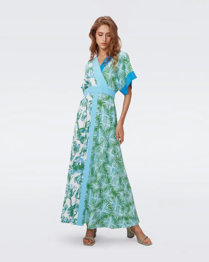 Women DVF Dresses Sofie Dress Huge Sea Trees And Sea Holly Green