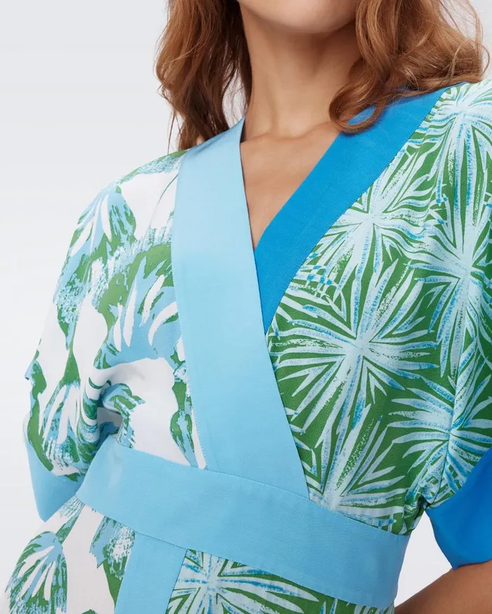 Women DVF Dresses Sofie Dress Huge Sea Trees And Sea Holly Green