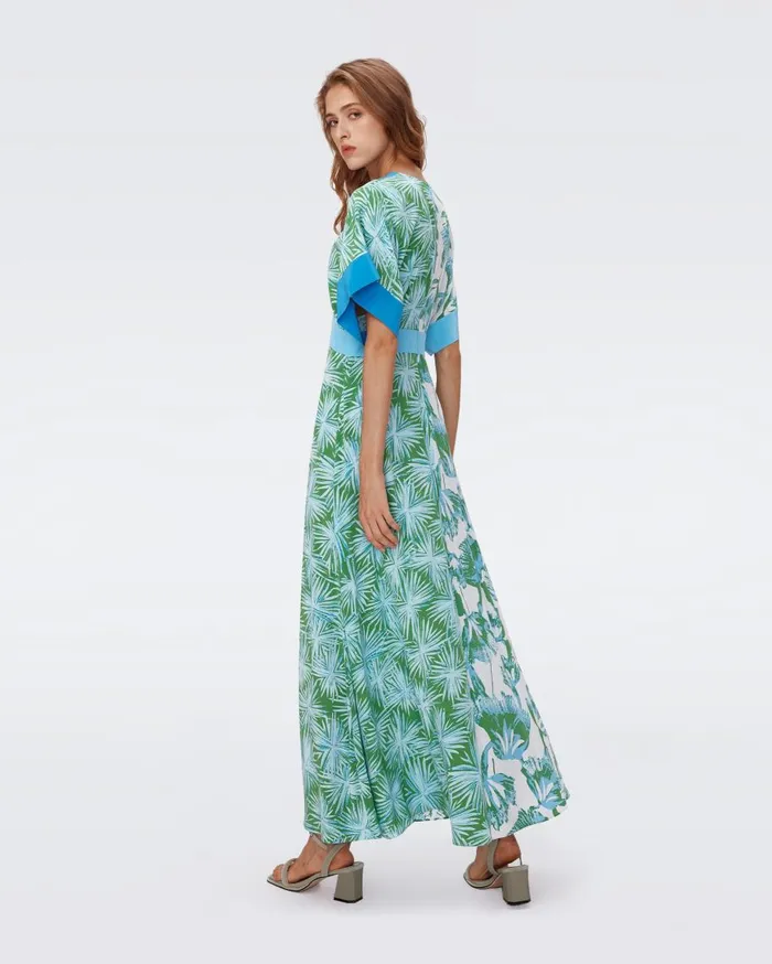 Women DVF Dresses Sofie Dress Huge Sea Trees And Sea Holly Green