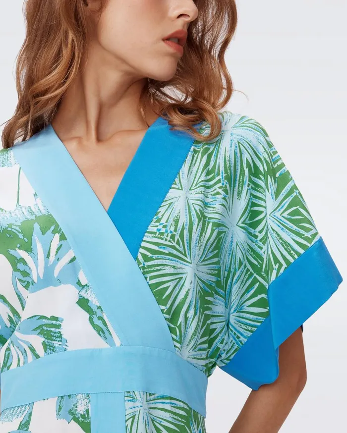 Women DVF Dresses Sofie Dress Huge Sea Trees And Sea Holly Green