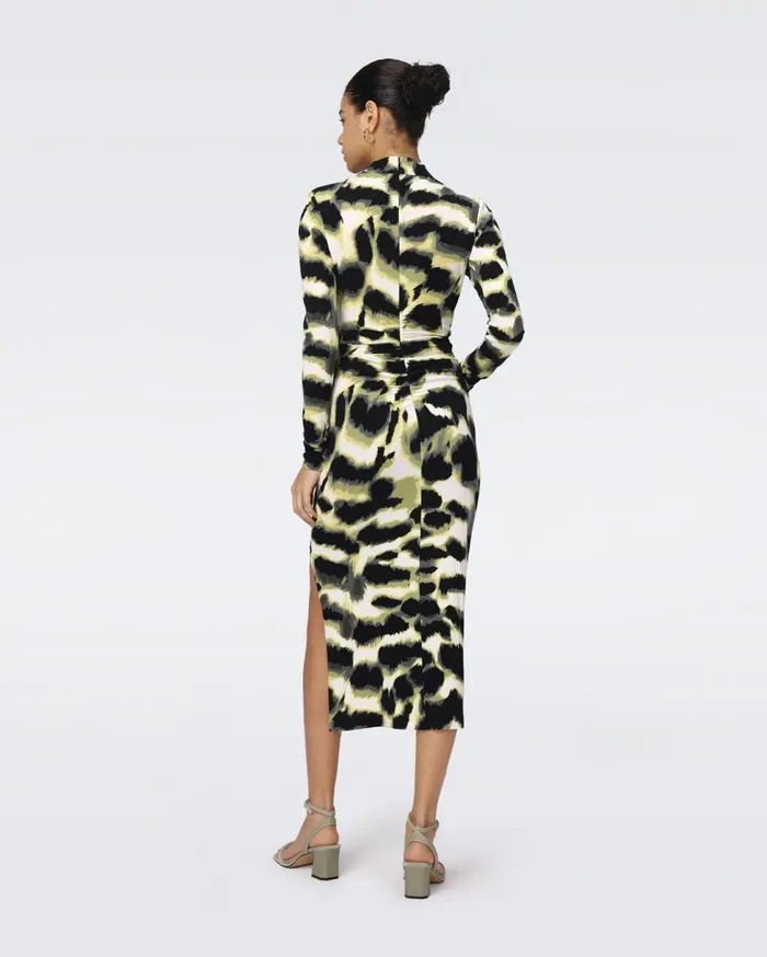 Women DVF Dresses Sonja Dress Huge Wild Thing Shadow Green