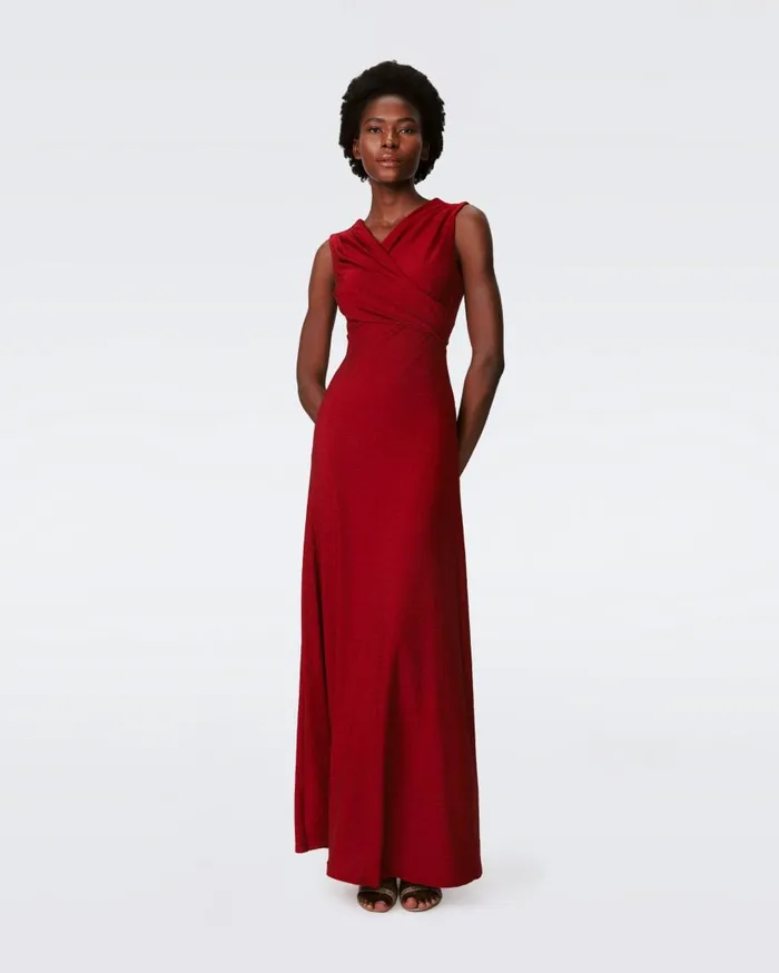 Women DVF Dresses Tomas Dress Metallic Red