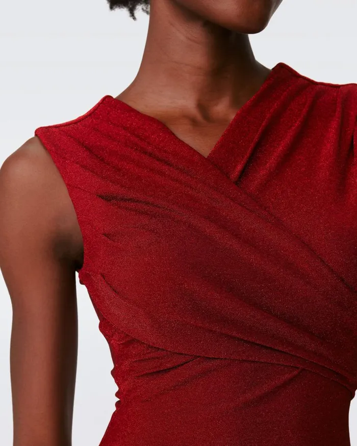 Women DVF Dresses Tomas Dress Metallic Red
