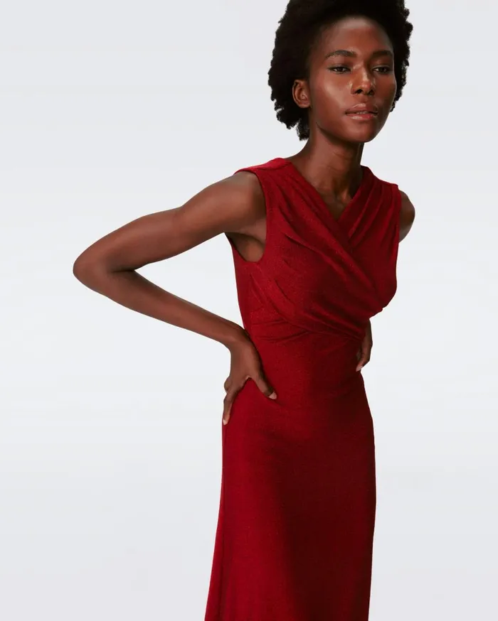Women DVF Dresses Tomas Dress Metallic Red