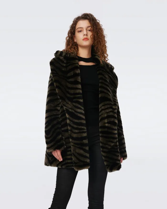 Women DVF Jackets and Coats Tanesha Coat Zebra Olive
