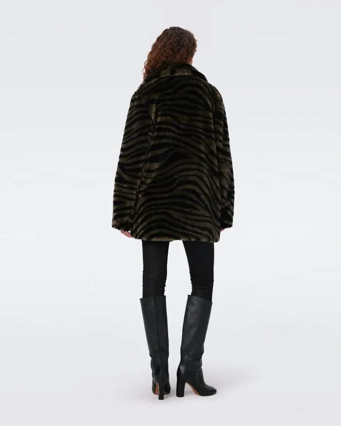 Women DVF Jackets and Coats Tanesha Coat Zebra Olive