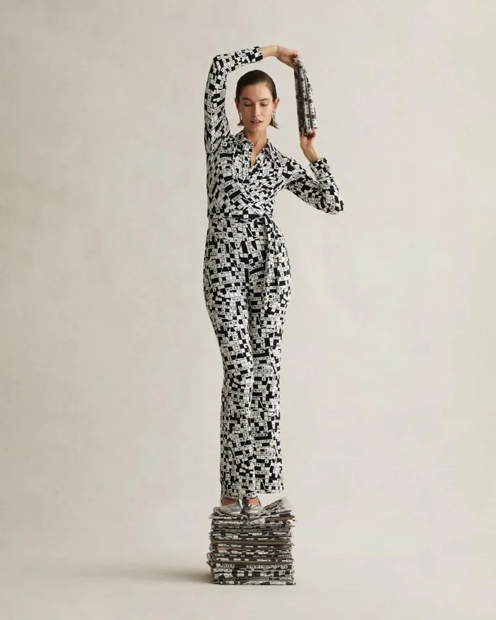 Women DVF Jumpsuits and Rompers Michelle Jumpsuit Tiny Dvf 50th Crossword Ivory
