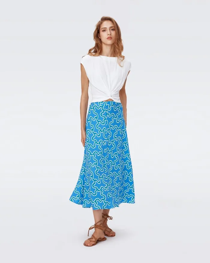 Women DVF Skirts Florencia Skirt Cloud Patch Blue