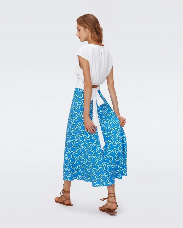 Women DVF Skirts Florencia Skirt Cloud Patch Blue