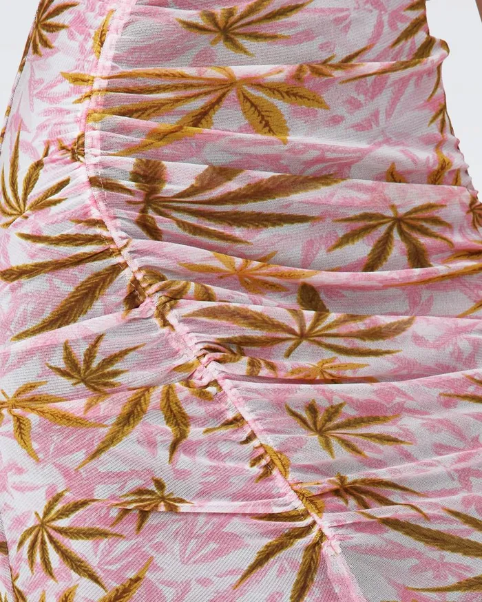 Women DVF Skirts Willow Reversible Mesh Skirt Canabis Pink And Rose Showers Khaki