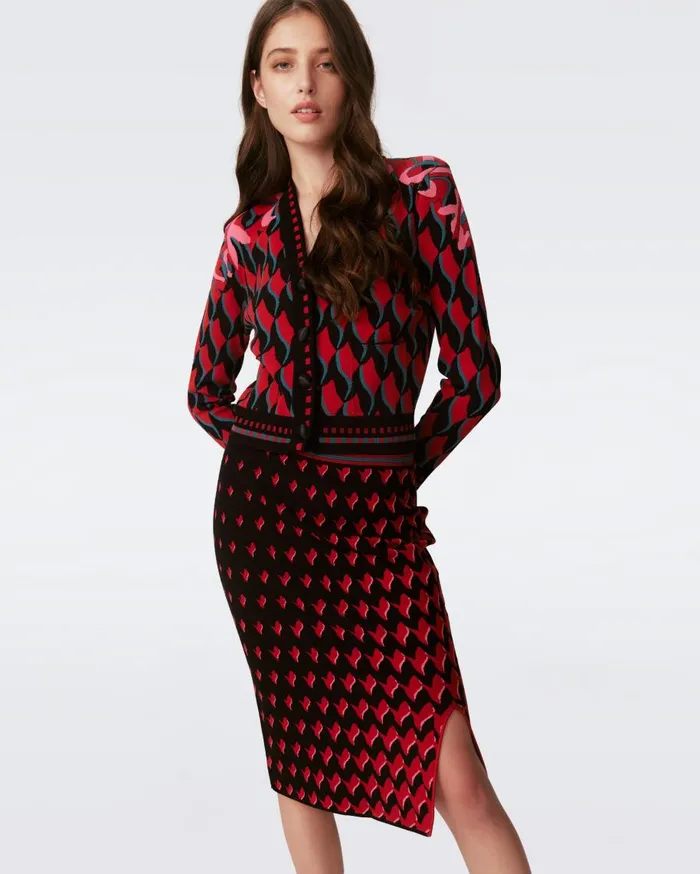 Women DVF Sweaters and Knits Hima Cardigan Bird Weave Pink Gradient
