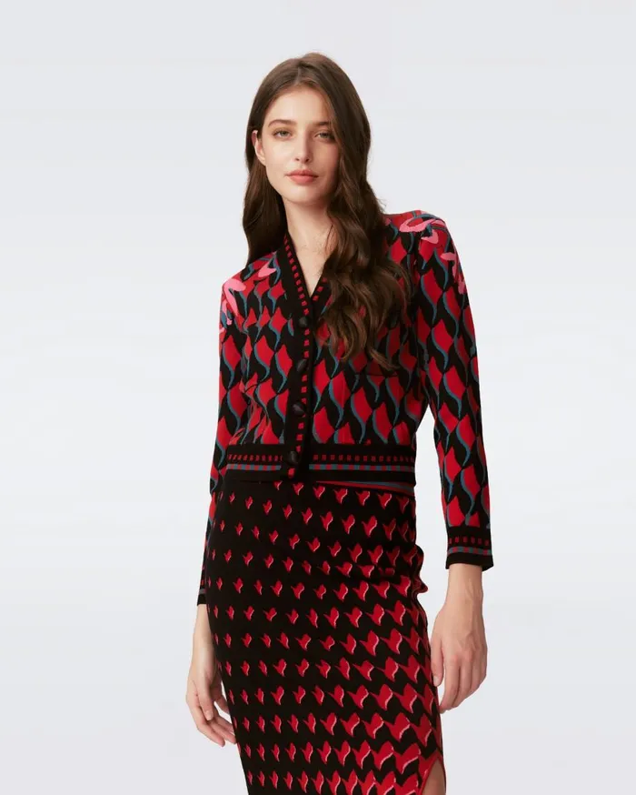 Women DVF Sweaters and Knits Hima Cardigan Bird Weave Pink Gradient