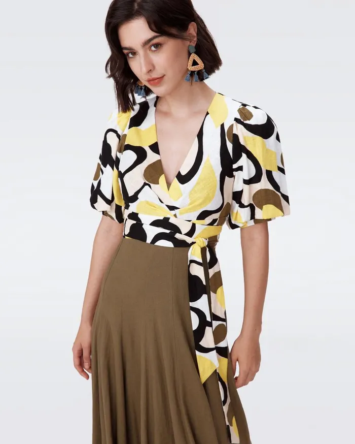 Women DVF Tops Gia Top Mirage Yellow