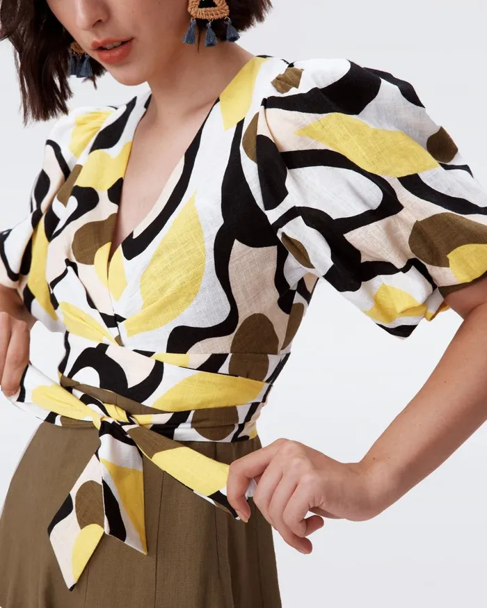 Women DVF Tops Gia Top Mirage Yellow
