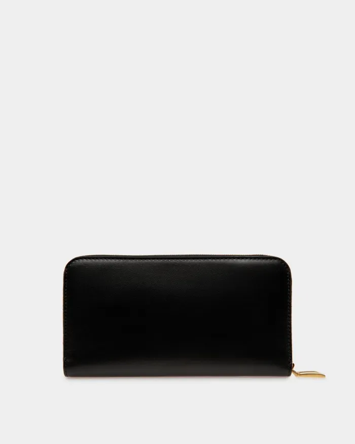 Women Emblem Long Wallet In Black Leather Bally Wallets and Card Holders