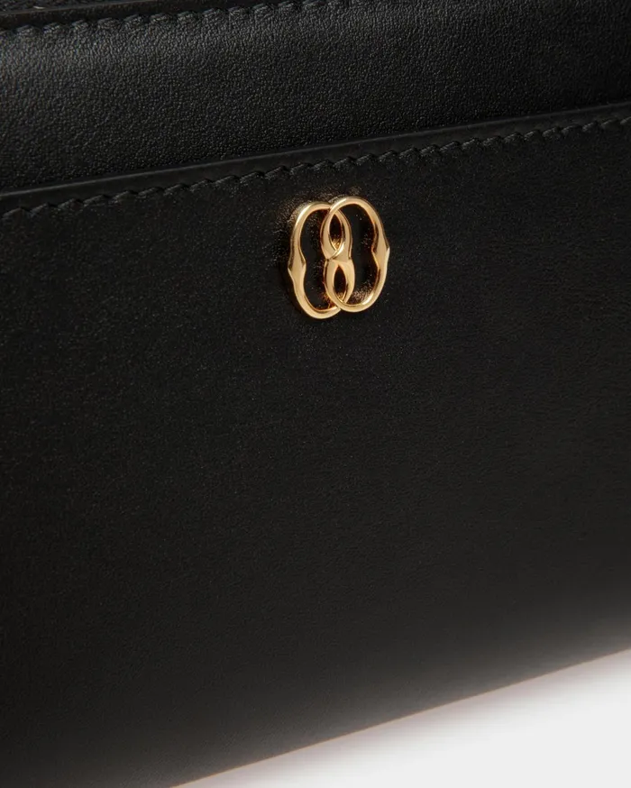 Women Emblem Long Wallet In Black Leather Bally Wallets and Card Holders