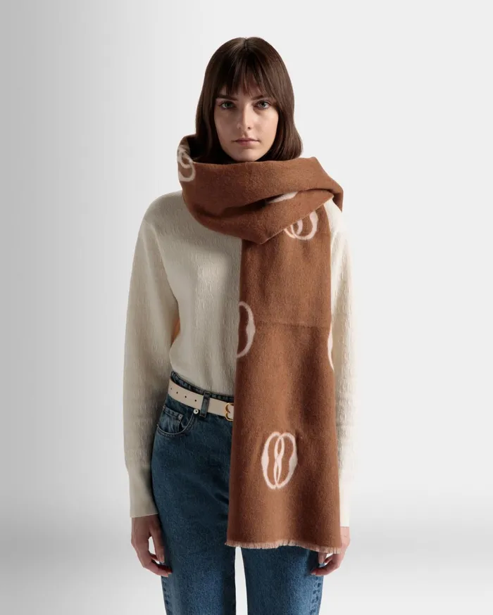 Women Emblem Scarf In Desert And Dusty Petal Fabric Bally Scarves