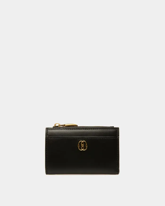 Women Emblem Wallet In Black Leather Bally Wallets and Card Holders