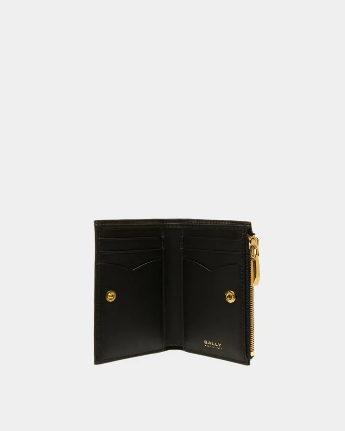 Women Emblem Wallet In Black Leather Bally Wallets and Card Holders