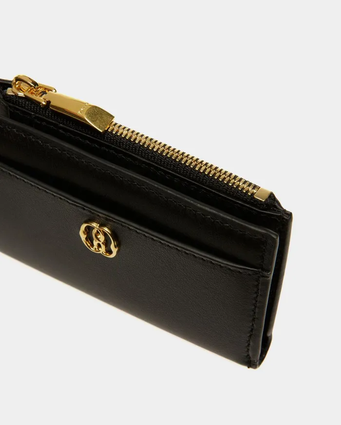 Women Emblem Wallet In Black Leather Bally Wallets and Card Holders