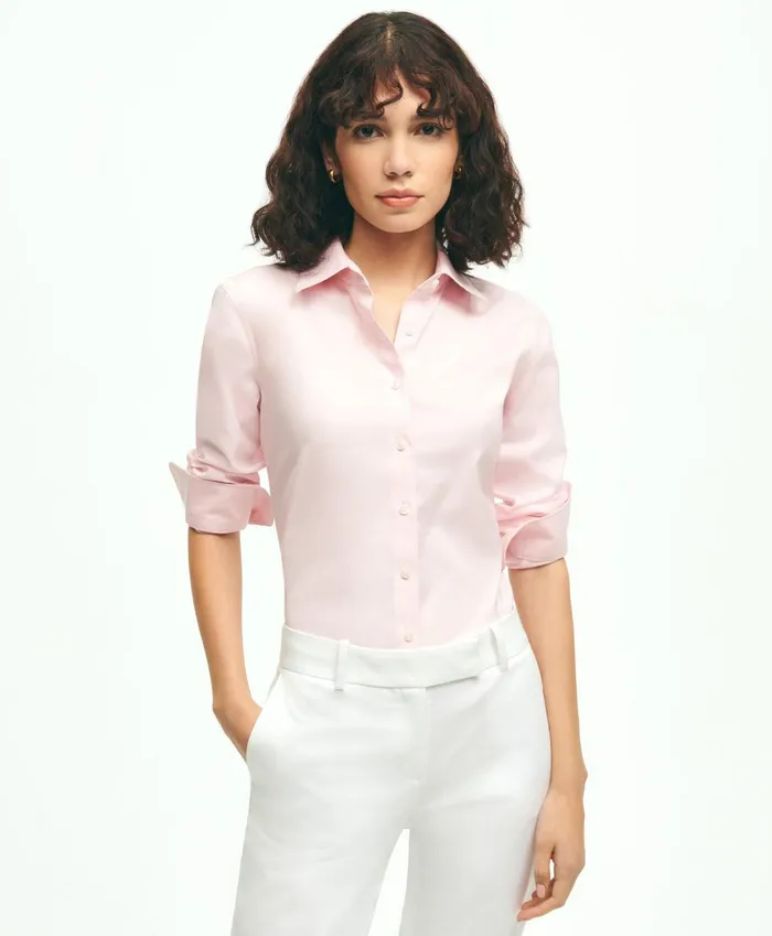 Women Fitted NonIron Stretch Supima Cotton Dress Shirt Pink Brooks Brothers Blouses and Shirts Women Fitted NonIron Stretch Supima Cotton Dress Shirt Pink Brooks Brothers Blouses and Shirts