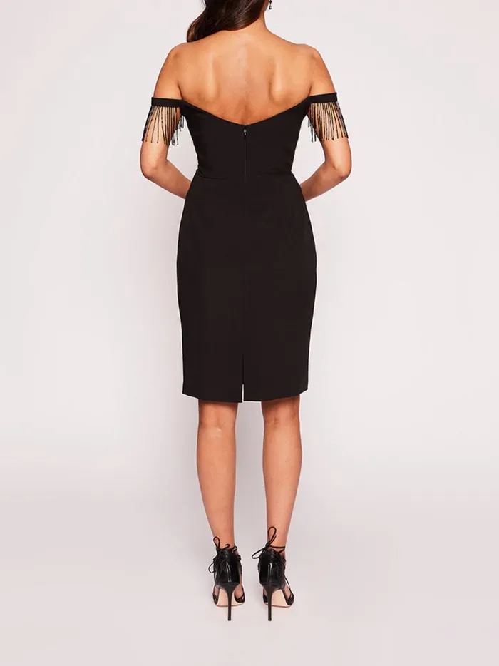 Women Flutter Mini Dress Black Marchesa Marchesa Notte