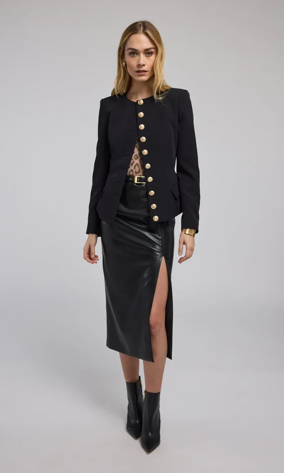 Women Generation Love Clothing Ophelia Crepe Blazer Black Blazers and Jackets