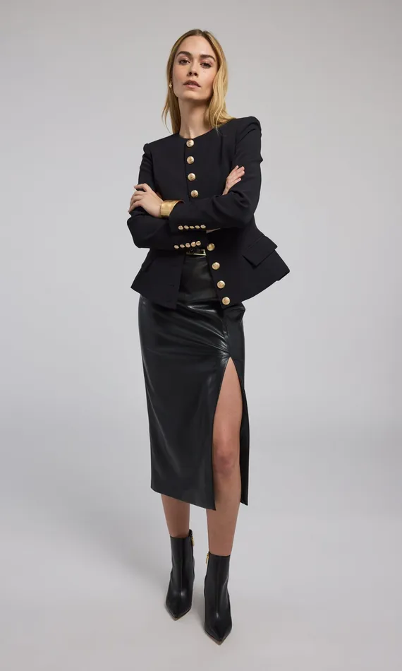 Women Generation Love Clothing Ophelia Crepe Blazer Black Blazers and Jackets