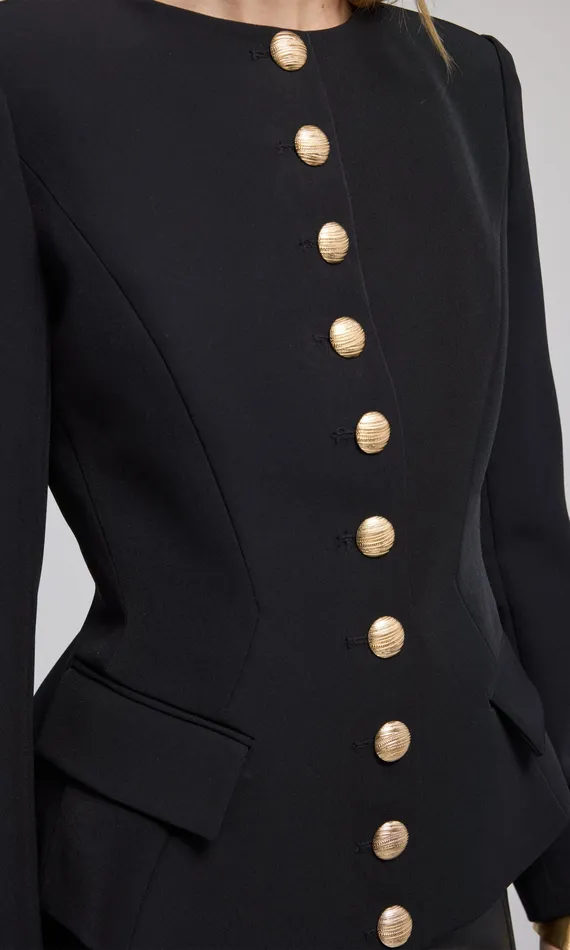 Women Generation Love Clothing Ophelia Crepe Blazer Black Blazers and Jackets