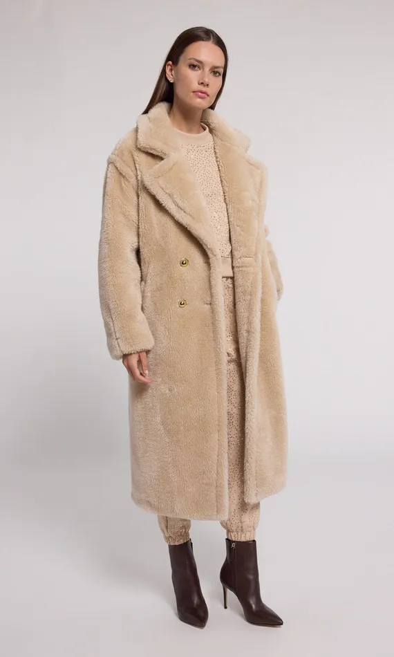 Women Generation Love Clothing Terry Faux Lamb Fur Coat Truffle Outerwear