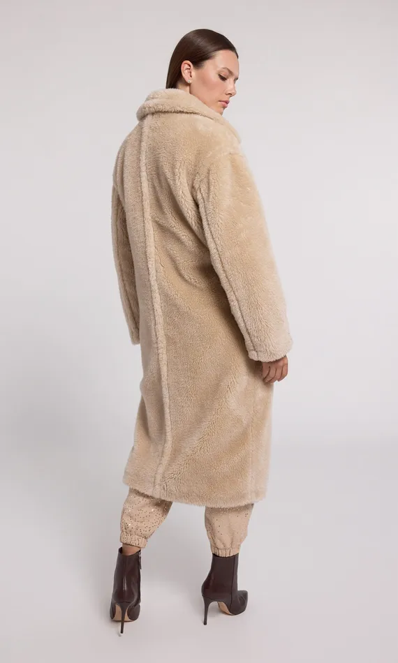 Women Generation Love Clothing Terry Faux Lamb Fur Coat Truffle Outerwear