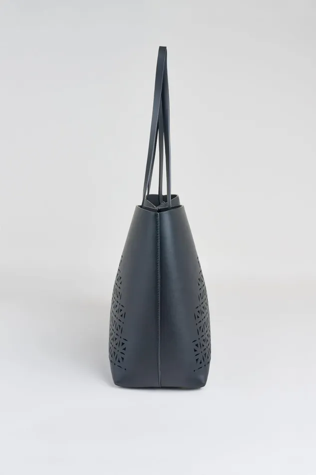 Women Handbags Elie Tahari Nappa Leather Lasercut Tote Black