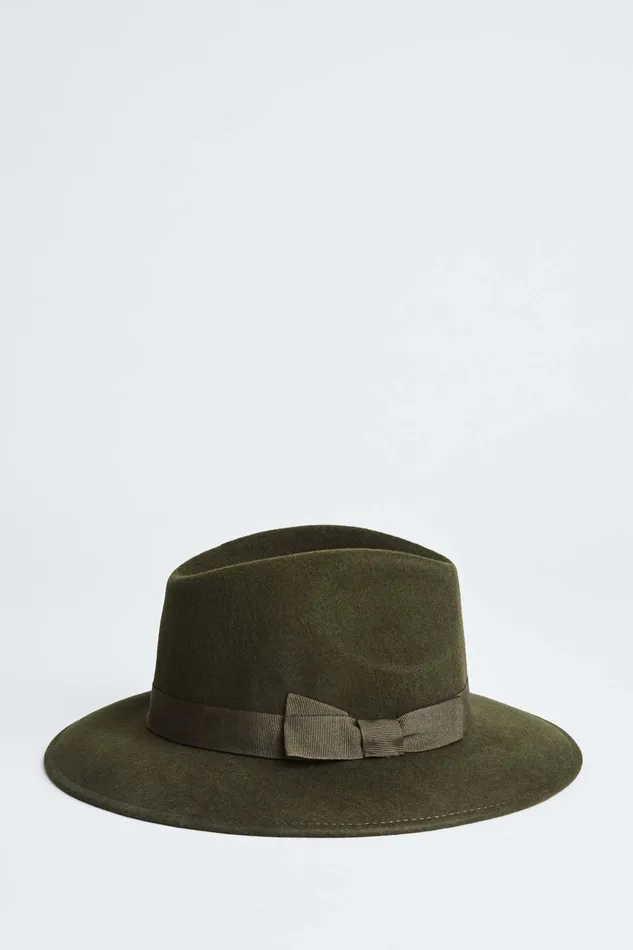 Women Hats Elie Tahari Wool Fedora Hat Olive
