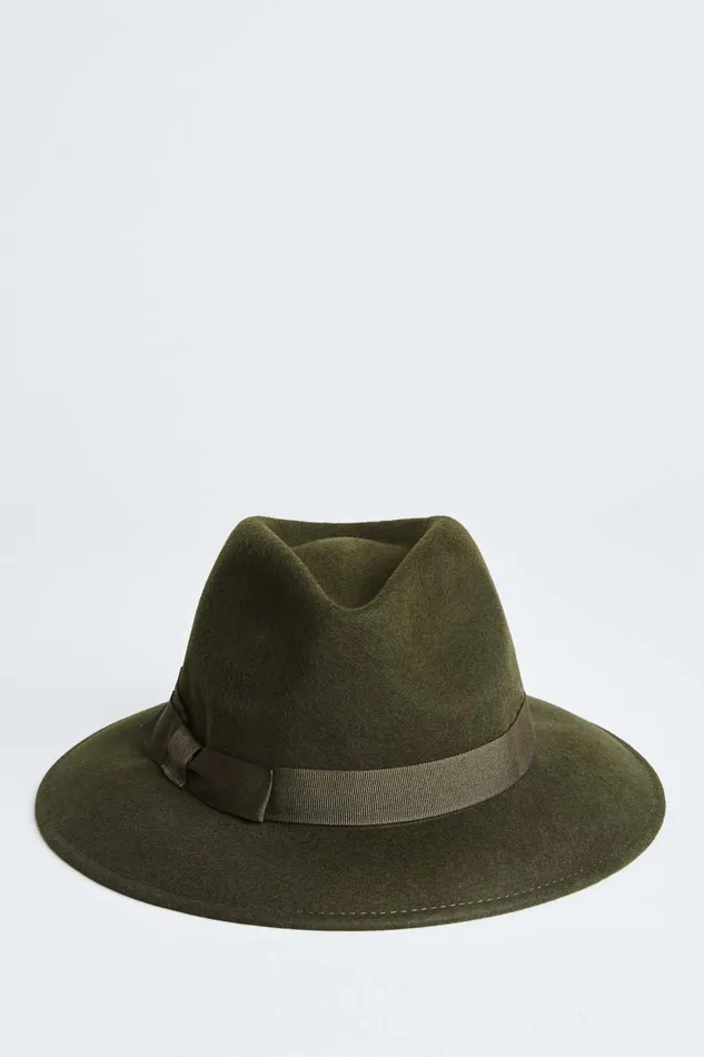 Women Hats Elie Tahari Wool Fedora Hat Olive