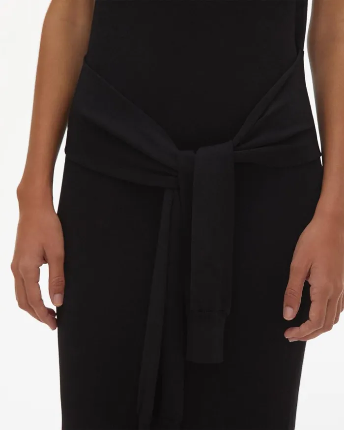 Women Helmut Lang Dresses Rayon Tie Waist Dress Black