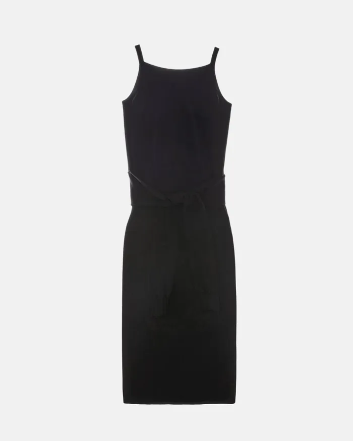 Women Helmut Lang Dresses Rayon Tie Waist Dress Black