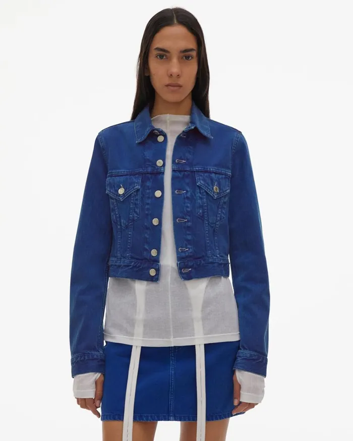 Women Helmut Lang Jackets Azurite Fem Little Trucker Jacket Accelerated Azurite Stone