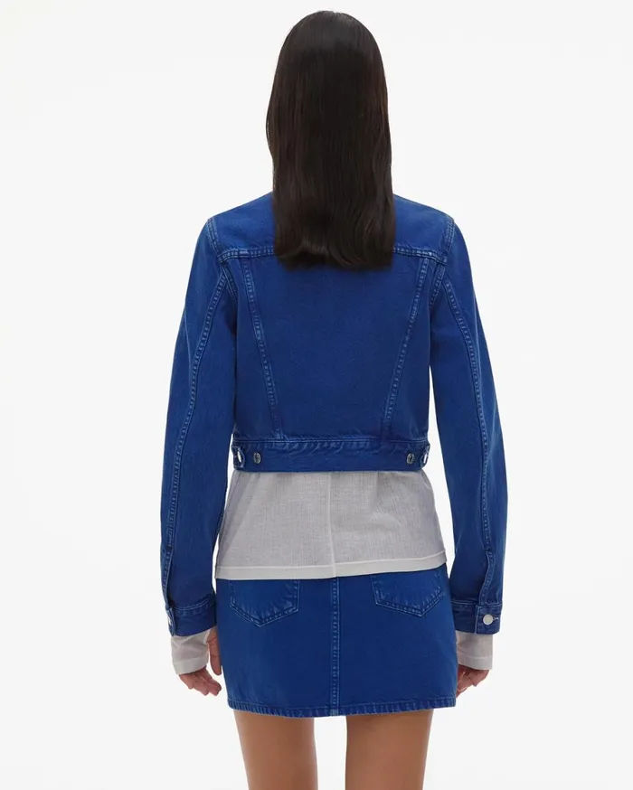 Women Helmut Lang Jackets Azurite Fem Little Trucker Jacket Accelerated Azurite Stone