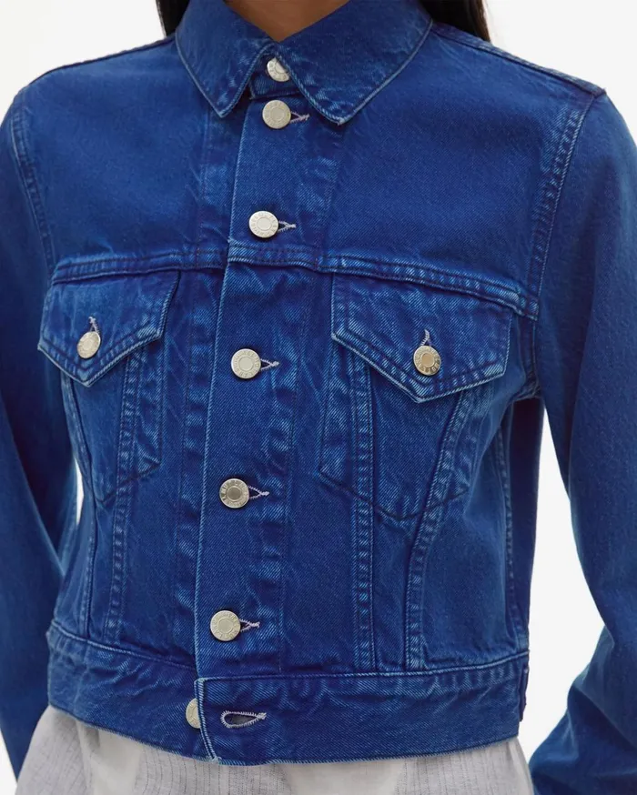 Women Helmut Lang Jackets Azurite Fem Little Trucker Jacket Accelerated Azurite Stone
