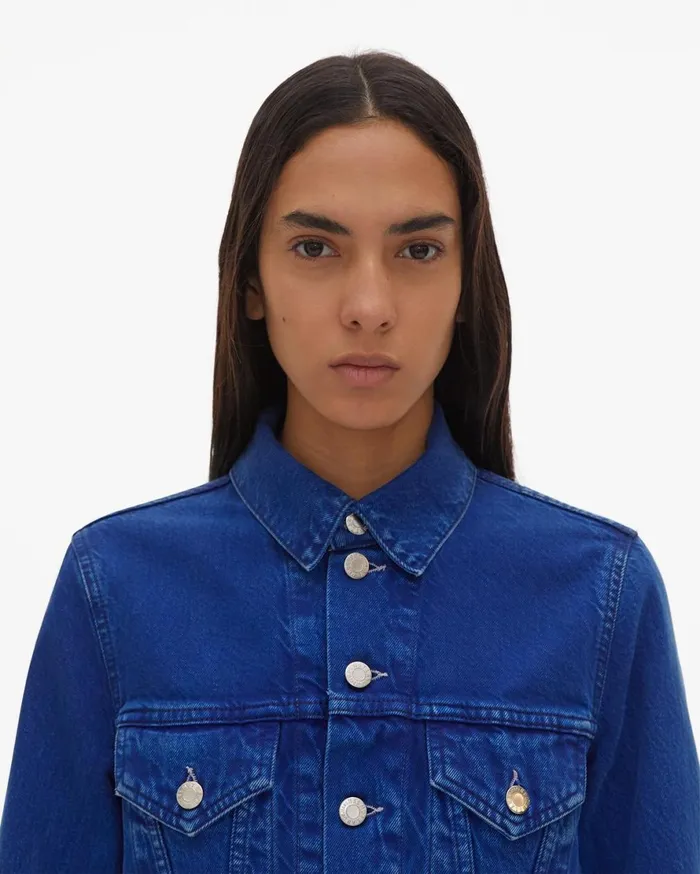 Women Helmut Lang Jackets Azurite Fem Little Trucker Jacket Accelerated Azurite Stone