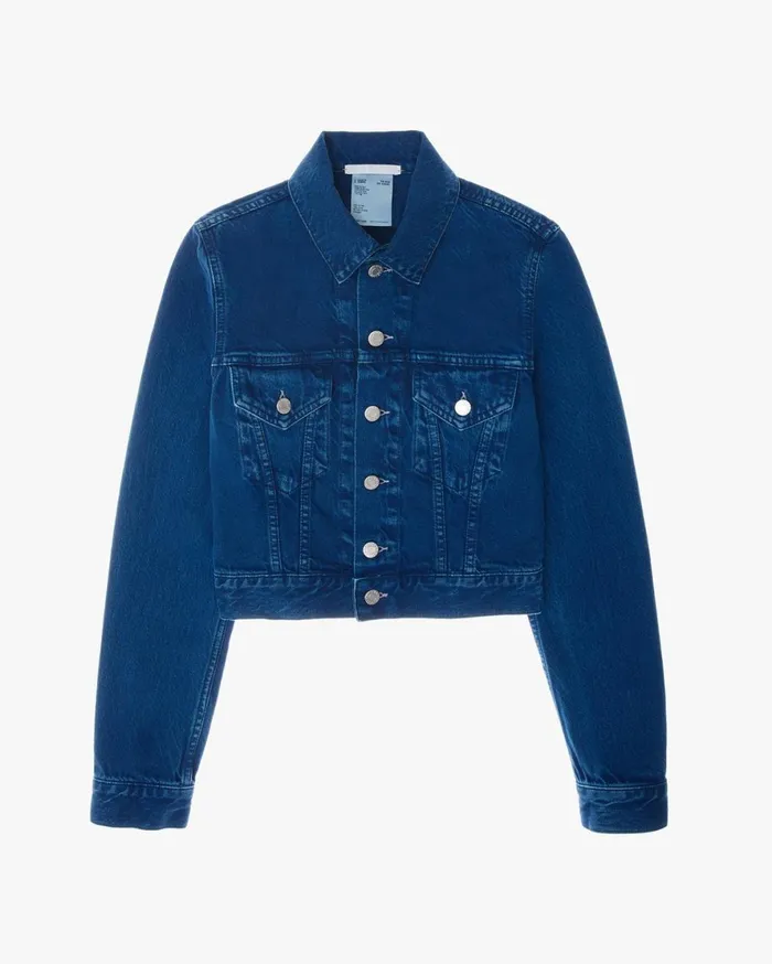 Women Helmut Lang Jackets Azurite Fem Little Trucker Jacket Accelerated Azurite Stone