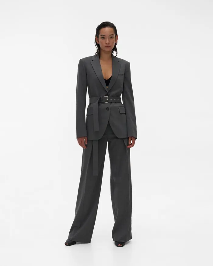 Women Helmut Lang Jackets Back Open Blazer Light Grey Melange