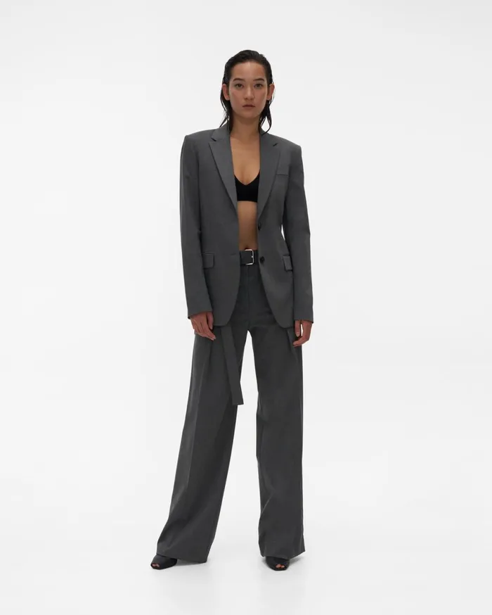 Women Helmut Lang Jackets Back Open Blazer Light Grey Melange