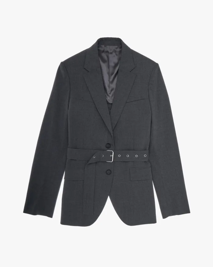 Women Helmut Lang Jackets Back Open Blazer Light Grey Melange