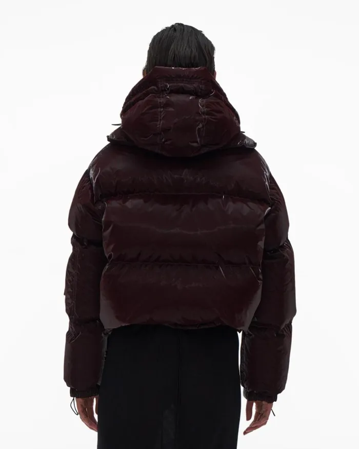 Women Helmut Lang Outerwear Liquid Puffer Jacket Crimson Night