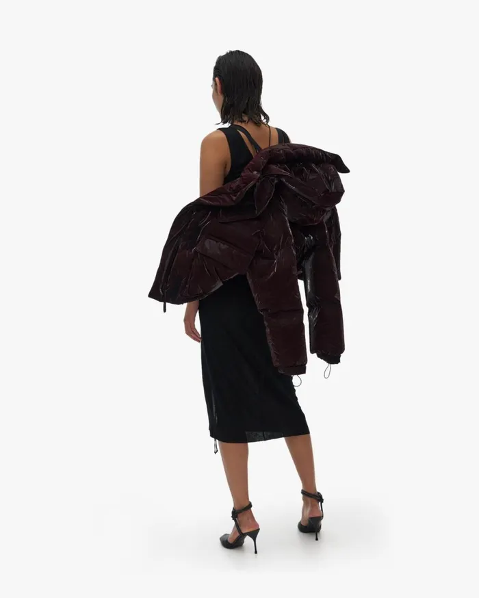 Women Helmut Lang Outerwear Liquid Puffer Jacket Crimson Night