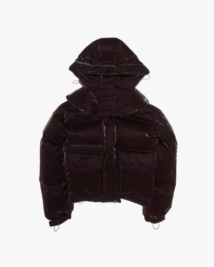 Women Helmut Lang Outerwear Liquid Puffer Jacket Crimson Night