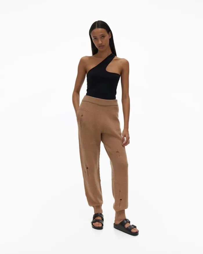 Women Helmut Lang Pants Distressed Pant Camel
